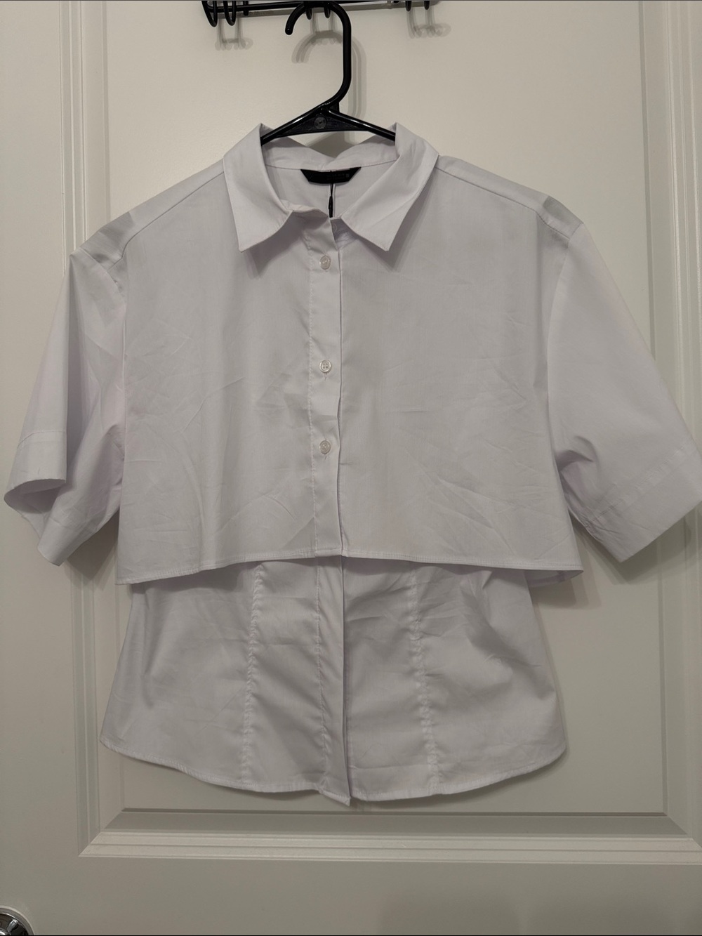 Zara White Cropped Button-Up Shirt – Size S
